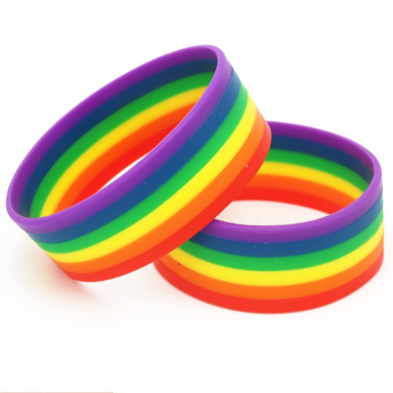4pcs Rainbow Silicone Sport Wristband Rubber Bracelet For Party Gift  Accessory
